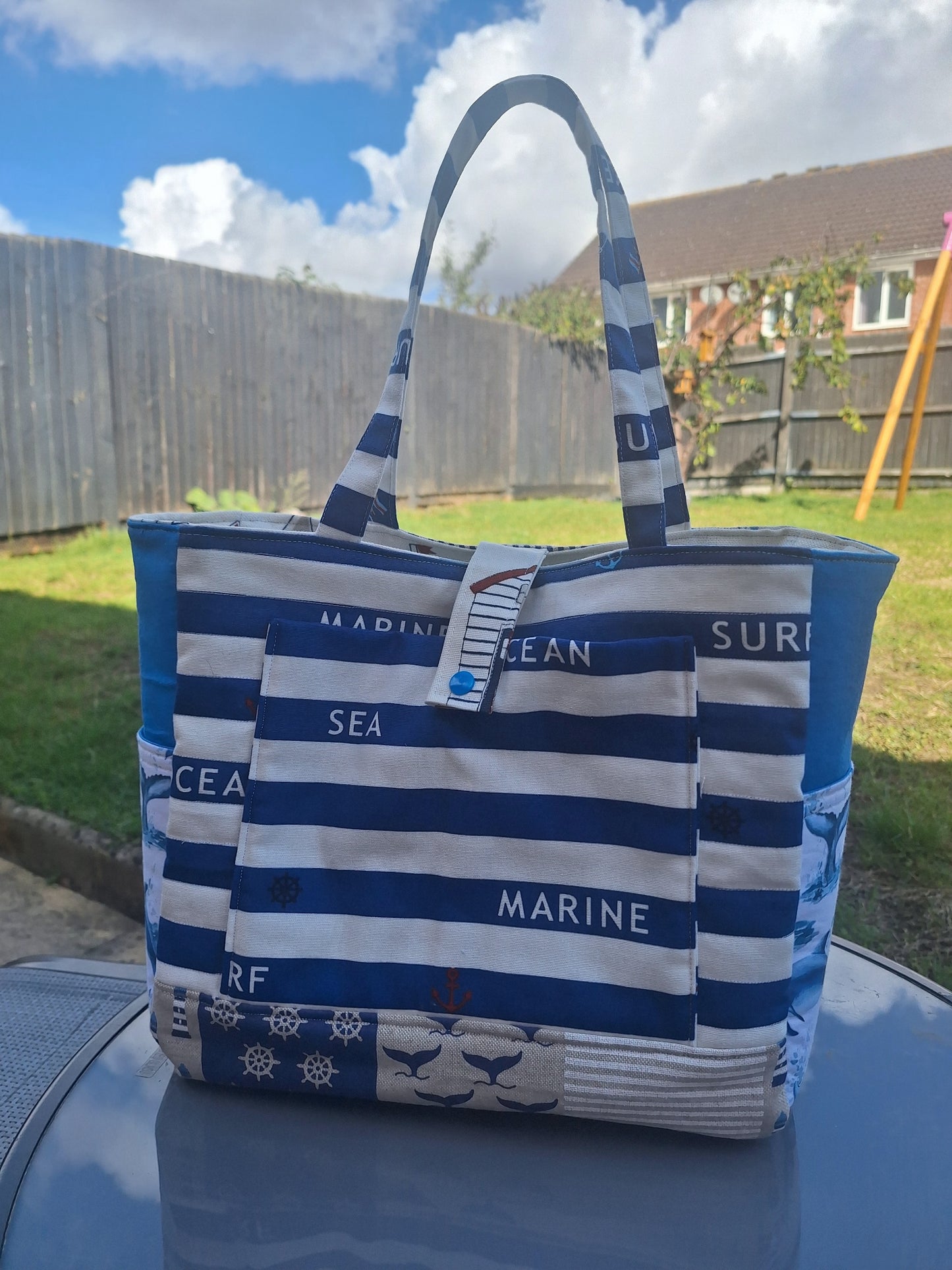 Coastal Breeze - Reversible Handmade Upcycled Handbag