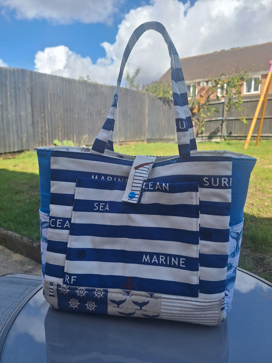 Coastal Breeze - Reversible Handmade Upcycled Handbag