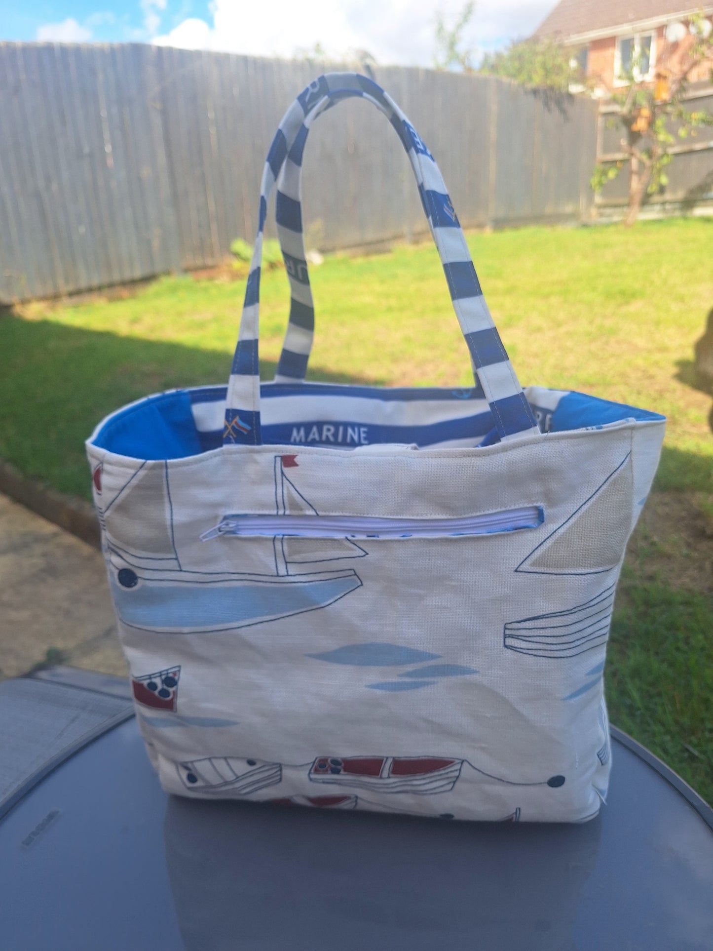 Coastal Breeze - Reversible Handmade Upcycled Handbag